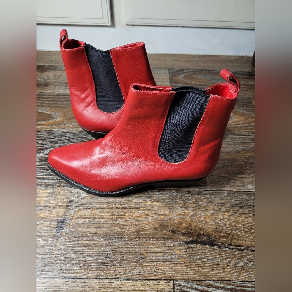 Vintage Flings Booties Womens Size 8 Red Pointed Toe